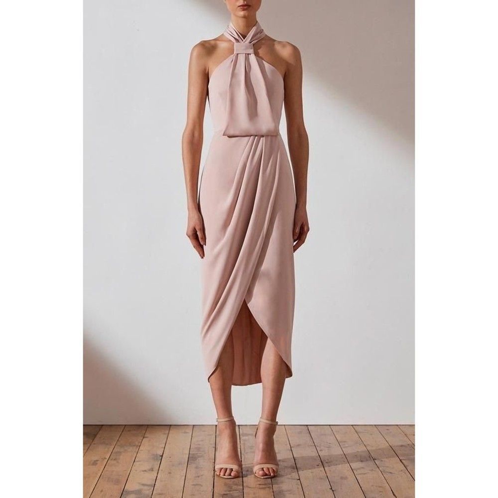 Shona Joy Core Knot Draped Dress Size 4 US Ballet Pink Wedding Bridesmaid